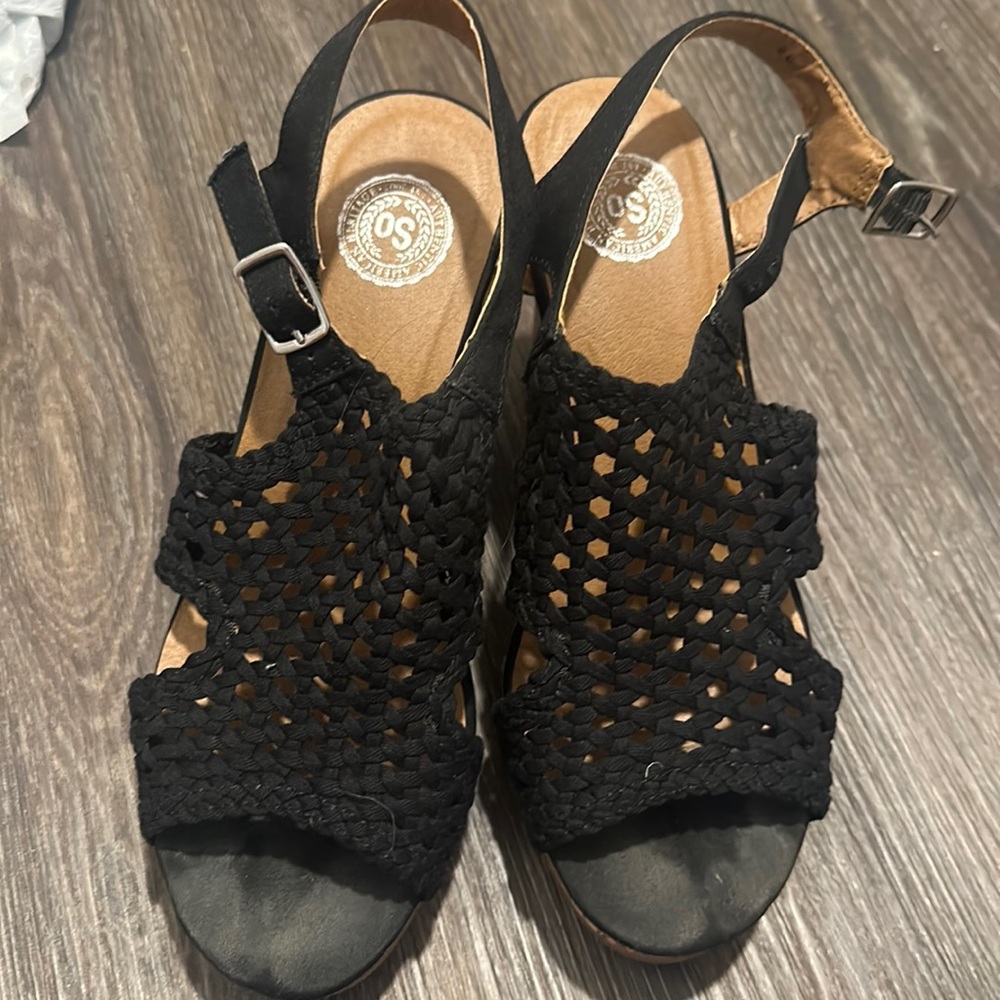 Black Braided Wedge